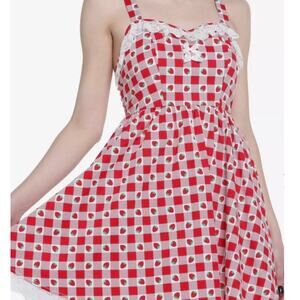 Strawberry Gingham Sweetheart Checkered Dress Strawberry Shortcake Costume Sz L